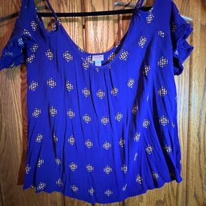 Mossimo Supply Co. Royal Blue Patterned Blouse